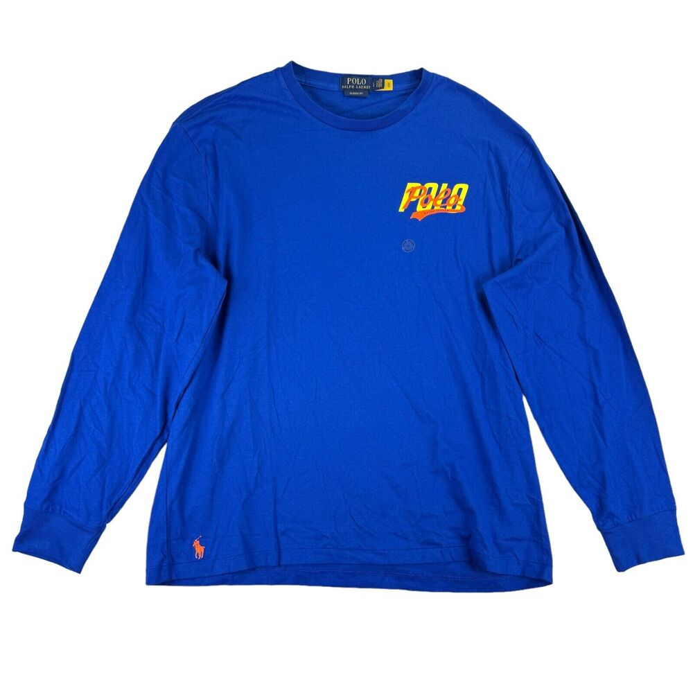 Polo Ralph Lauren Mens Classic Fit Stacked Logo Cotton Jersey T-Shirt Blue L